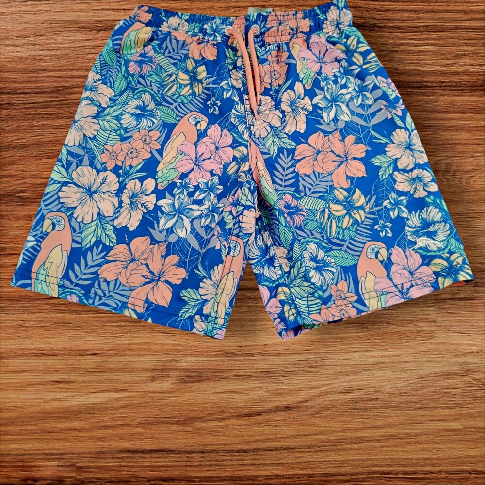 Tommy Bahama Boys Board Shorts Sz. 8 Blue Floral Parrots